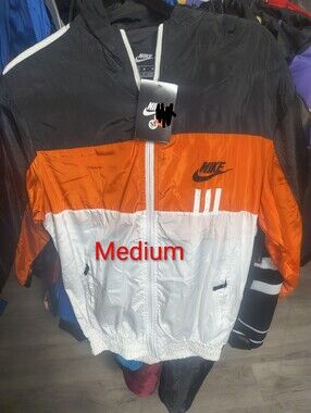 Nike Men’s Black, Orange & White Colorblock Windbreaker Jacket